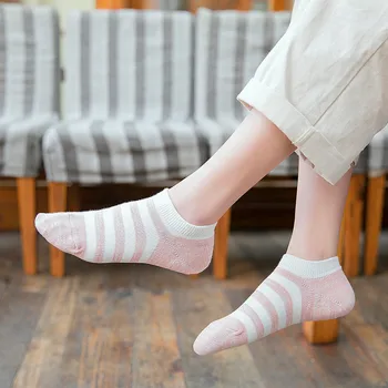 

summer Boat Socks Ladies Invisible Socks Shallow Mouth Low Waist Female Socks Pinstripe Invisible Short Cotton Socks
