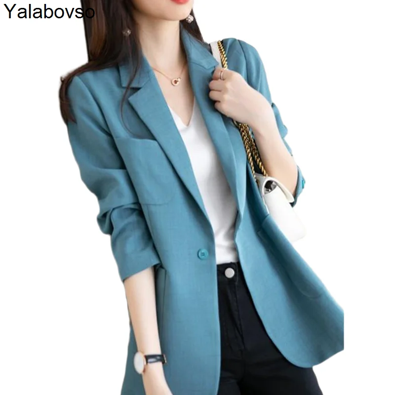 

Professional Style Suit Coat Women's Korean Version 2020 New One Button Casual Blue Blazers For Female Jacket
