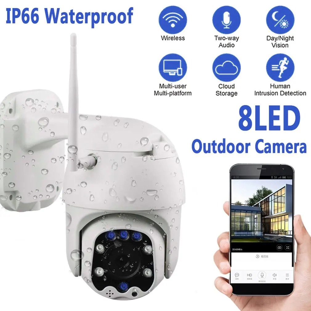

1080P PTZ IP Camera Wireless Ball Camera Wifi Monitor Hd Camera Home Phone Outdoor Full Color 360 Degree Rotation 8Led Camera