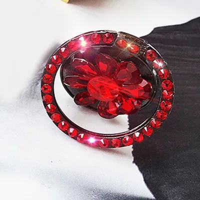 red Кронштейн Rhinestone держатель телефонного звонка универсальный металлический Алмазный телефонная розетка поворотный штифт кольцо стойка круглый кронштейн держатель - Цвет: red