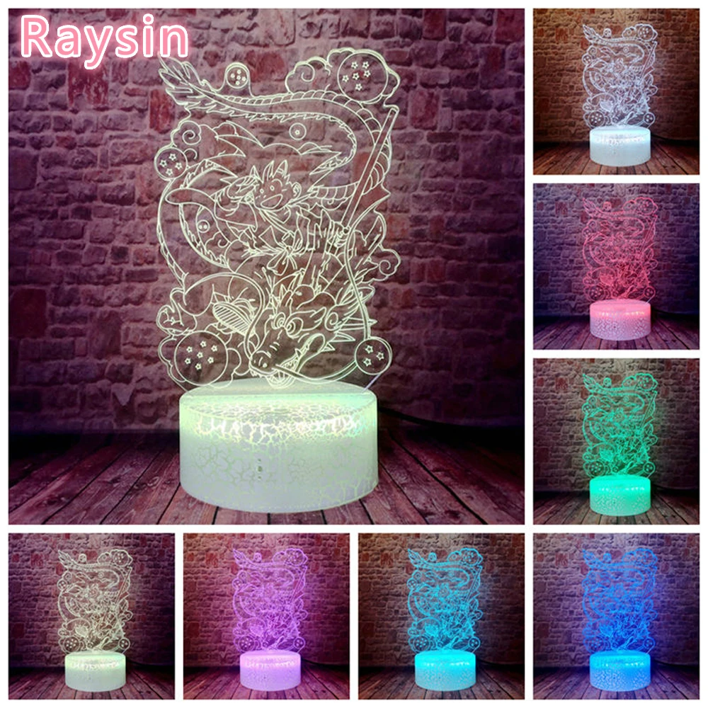 Dragon Ball Z Super Saiyan Son Goku Totem 3D RGB ночные светильники USB светодиодный настольная лампа с