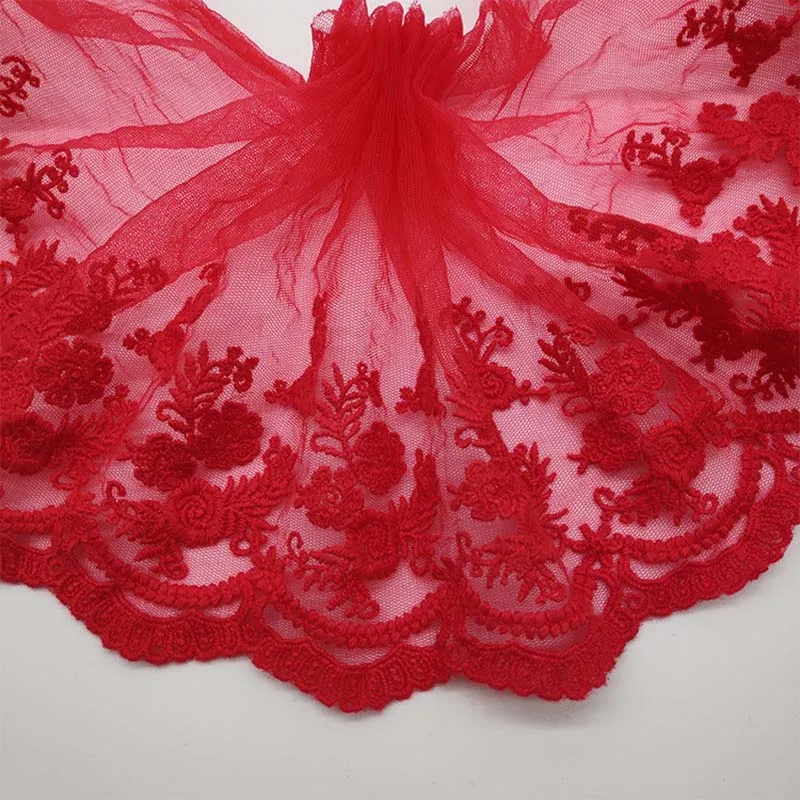 

15 ярдов красная серия вышитая кружевная отделка Лента одежда детская игрушка кукольная юбка аксессуары Высокое качество