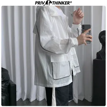 

Privathinker Men Summer Sun Protection Clothing 2020 Men's Breathable Tnin Fashion Cargo Jacket Outwear Male White Coat Oversize