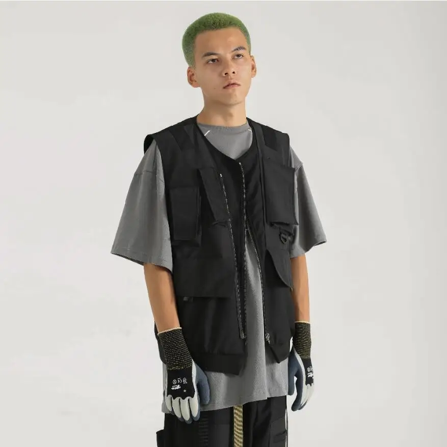 

XS-6XL 2020 New men's clothing Hair Stylist GD Fashion Multi stereo bag tactical function Street Vest plus size costumes
