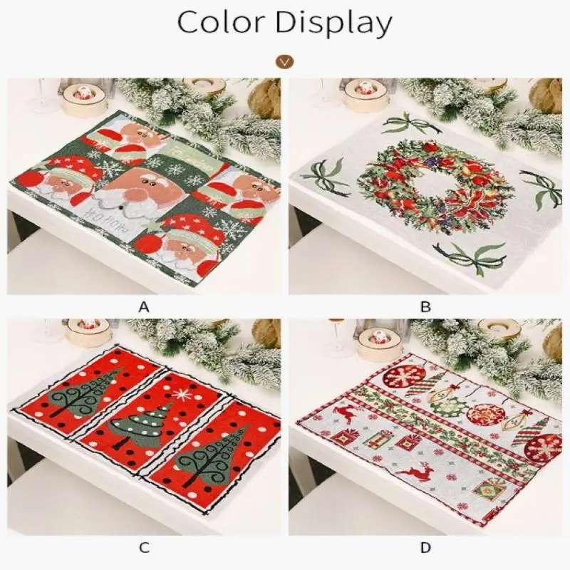 Creative Christmas Knitted Cloth Placemat 1pc Christmas Table Dress Up Multi-Color Placemat Table Mat Kitchen Decor Accessories