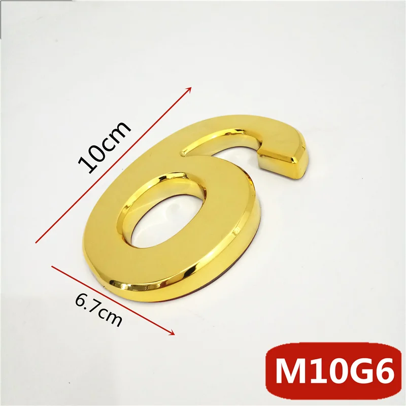 Gold 3D Large House and Mailbox Number Stickers - 10cm Modern Address Door Plate