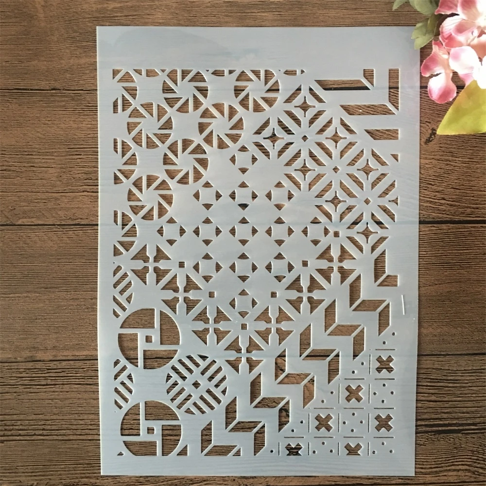 

A4 29cm Geometry Irregular Texture DIY Layering Stencils Wall Painting Scrapbook Coloring Embossing Album Decorative Template