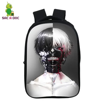 

14.5 Inch Anime nylon Backpack Bag for School Japanese Cartoon Backpacks Tokyo Ghoul Pattern Backpack Laptop Bagpack Sac A Dos