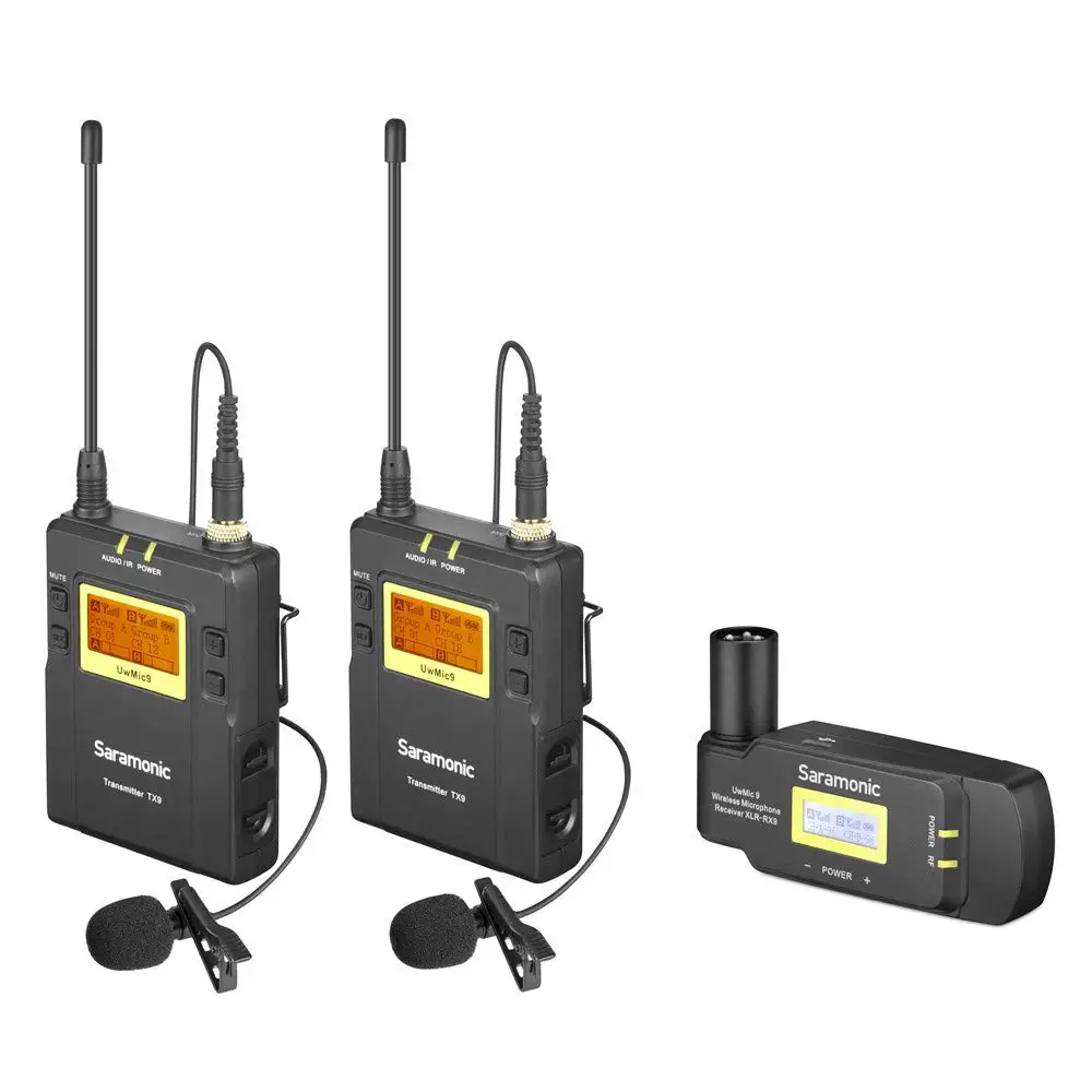 

Saramonic 96-Channel Omnidirectional UHF Wireless Lavalier Mic System Two Bodypack Transmitters and One XLR Receiver for Cameras