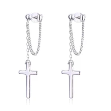 Симпатичные 925 пробы серебряные Висячие подвеска в форме Креста цепи серьги гвоздики для женщин ювелирные изделия Дети Девушки Aros Aretes Kolczyki хип-хоп