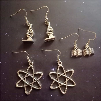 

3 Pairs/set Ceative Handmade Earrings Atom Earrings 2020 Graduation Gift Microscope Jewelry Gift Reading Lover Gift
