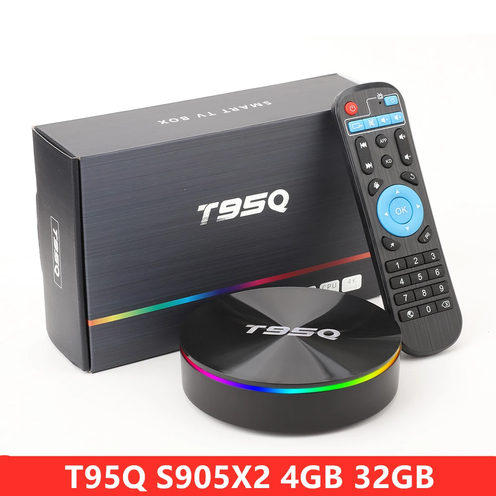 T95Q 4 Гб 64 Гб ТВ приставка Android 9,0 Amlogic S905X2 четырехъядерный 2,4G 5,8G двойной WiFi BT4.1 H.265 4K 1000M медиаплеер Youtube мерцание - Цвет: 4GB 32GB