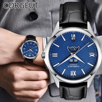 

2020 Automatic Sapphire Mechanical Men Watches Top Brand Luxury Waterproof date Calendar Leather Wristwatch Relogio Masculino