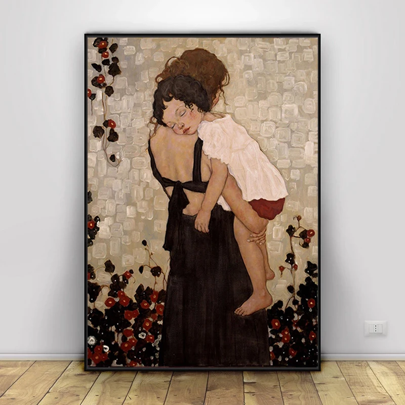 Famous Abstract Painting Mother and Child By Gustav Klimt Canvas Wall Art Prints Picture Cuadros for Living Room Decor | Дом и сад