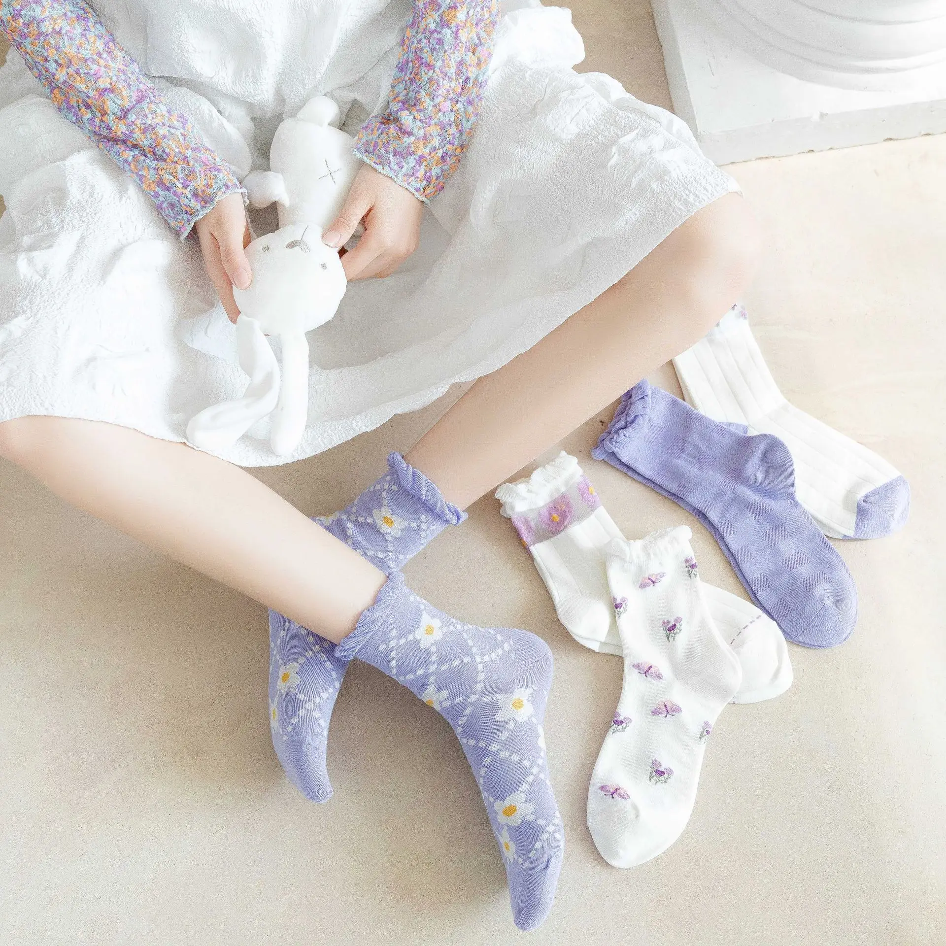 Spring and summer socks female fashion  tide Korea Dongdaemun fruit socks in tube socks cotton socks personality student socks