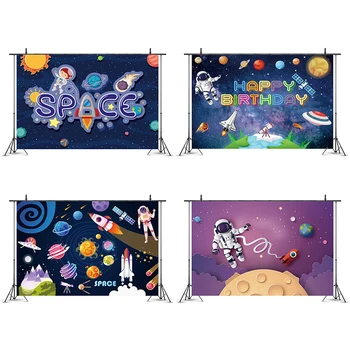 

Outer Space Astronaut Party Backdrop Baby Shower Kids Birthday Party Decoration Wall Sticker Poster Photography Background Props