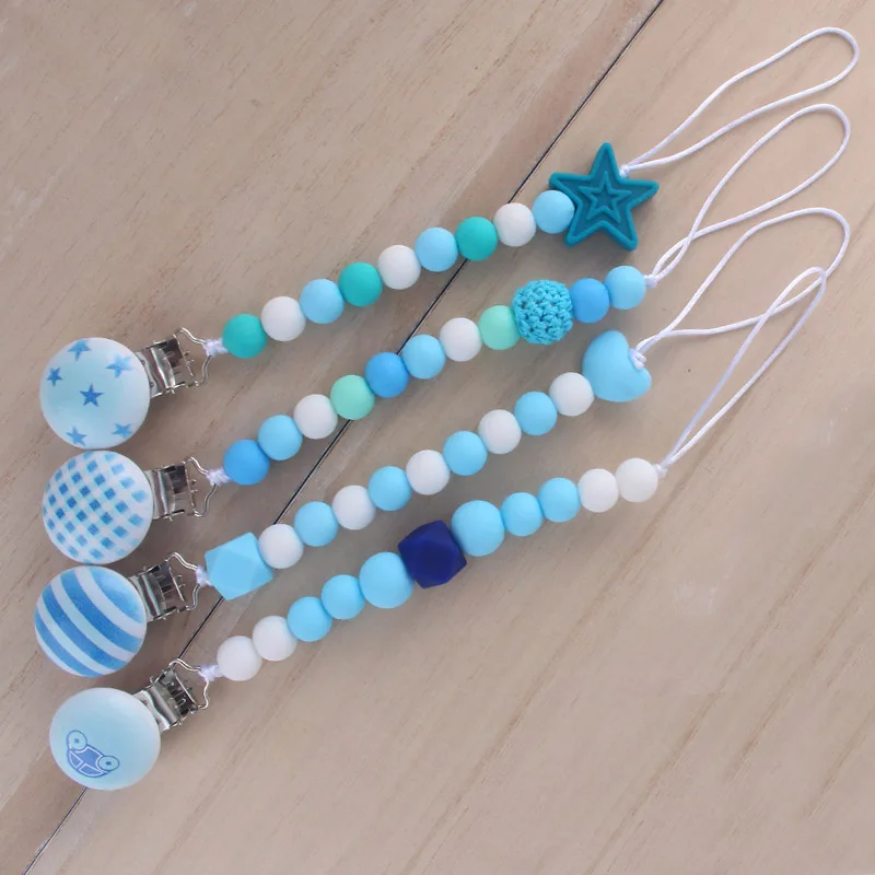Bebé niño bebé chupete Clip de cadena de cuentas de dentición cadena de alimentación Clip para chupete Correa
