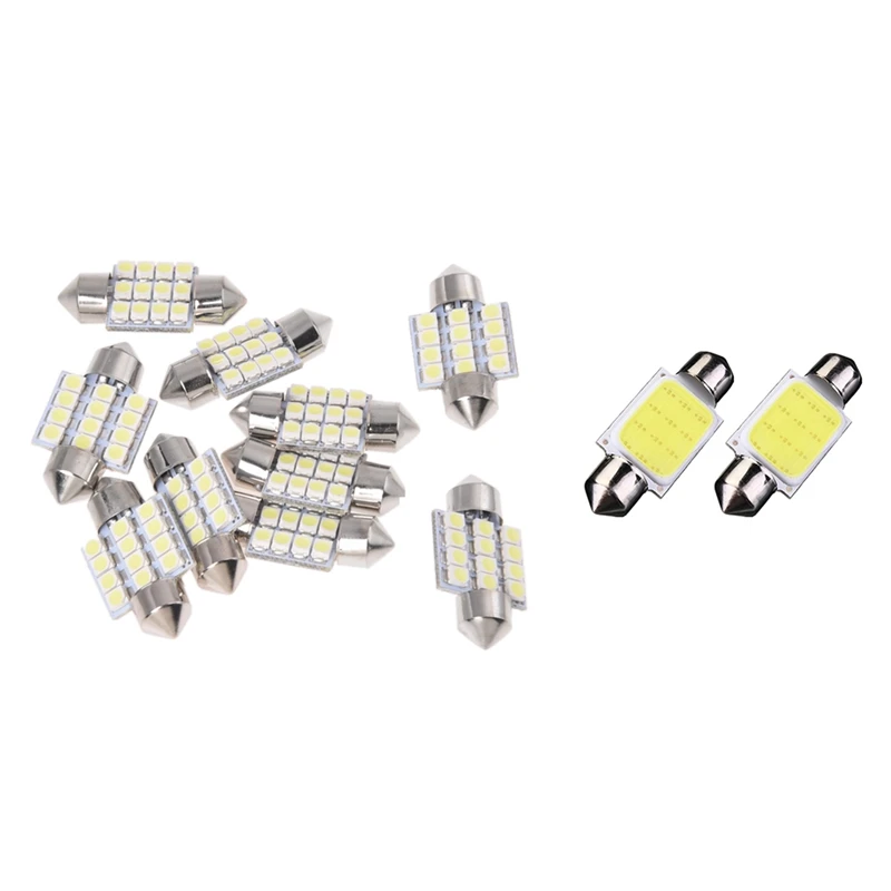 ACAMPTAR 2 X C5W 36MM COB Dome Festoon 12 LED Voiture Ampoule DC 12V Blanc