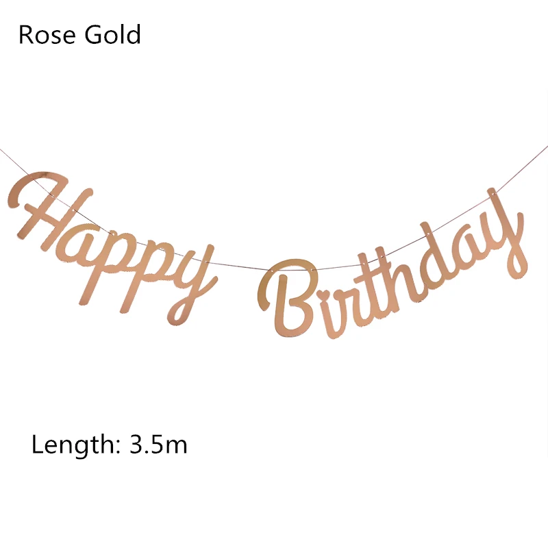 Rose gold Birthday Много тем с днем рождения баннер детский душ День Рождения украшения фото будка с днем рождения гирлянды из флажков - Цвет: Rose gold Birthday