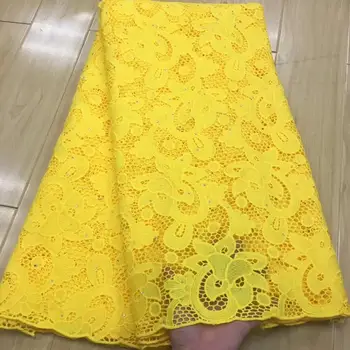 

Yellow African Cord Lace Fabric Milk Silk Water Soluble Dress Lace Stones 2019 High Quality Nigerian Guipure Lace 5yards/lot