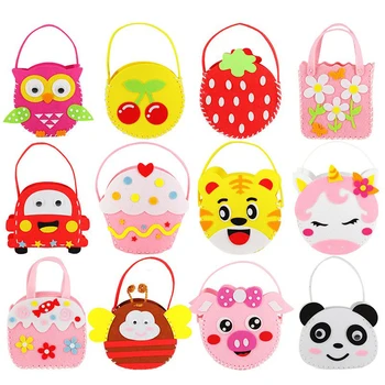 

29 Models Non-Woven Fabric DIY Cartoon Animal Handbag Children Craft Toy Mini Bag Cloth Colorful Handmade Bag Children Handbags