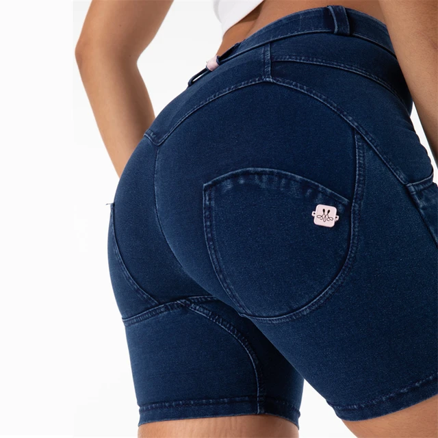 Shascullfites Gym And Shaping Shorts Women Denim Blue Cycling Shorts  Scrunch Bum Lift Soft Stretchy Jeans Short - AliExpress