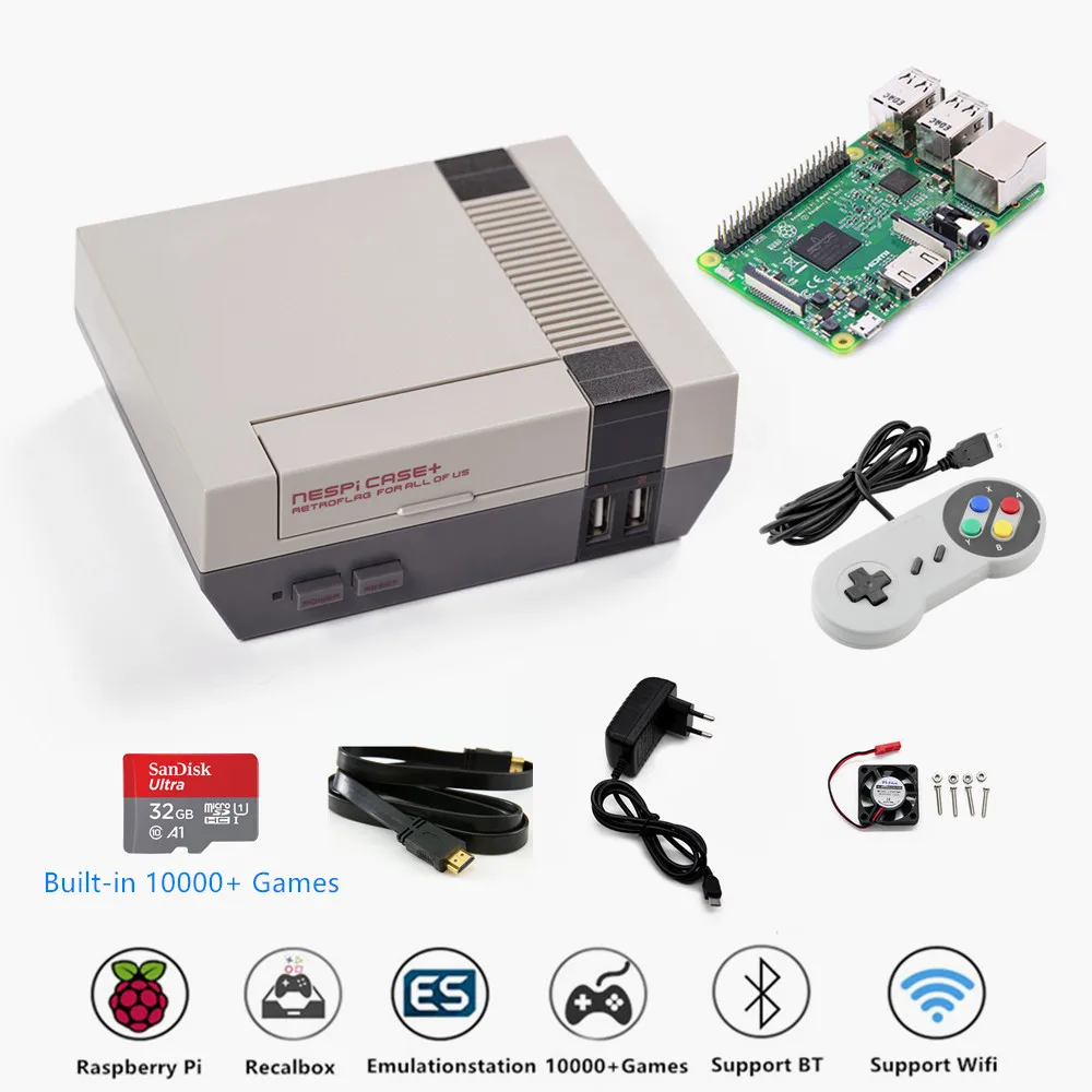 Чехол RETROFLAG NESPI + ТВ игровая консоль для Raspberry Pi 3B 2B с функциональной мощностью и