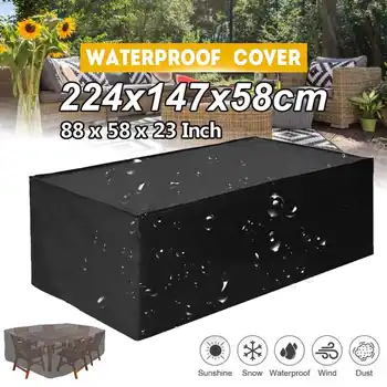 

Waterproof Patio Furniture Covers Table Chair Cover Anti Dust Rain UV Polyester Protective Case Adjustable Elastic Drawstring