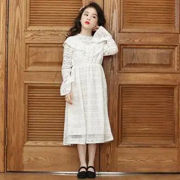 

Kid Clothes Palace Style Autumn 2019 Long Sleeve Lace Horn Sleeve Slender Princess Dress Leisure Girl Dresses