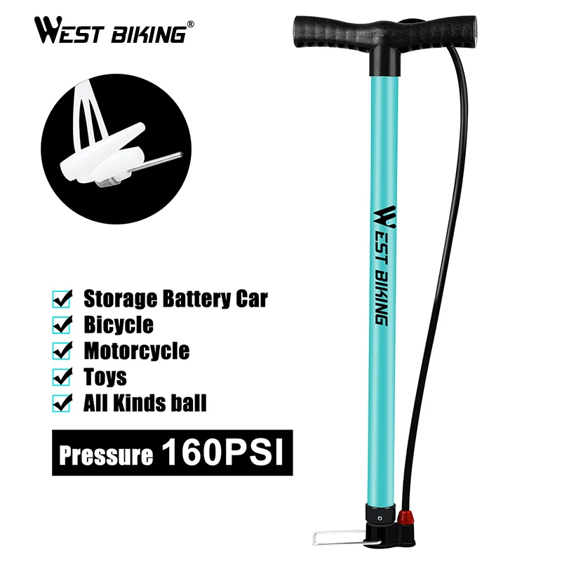 WEST BIKING велосипедный насос 120/160PSI Сталь Бирюзовый Велоспорт воздуха Надувное Schrader