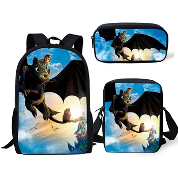 

Cartoon School Bags 3 Pcs/Set For Teenager How to Train Your Dragon Printing School Backpack Boys Girls Kids Schoolbag Mochila
