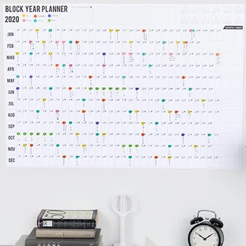 

2020 Yearly Calendar Year Planner Memo Organiser Annual Schedule Daily With Sticker Dots Wall Planner Stationery Office