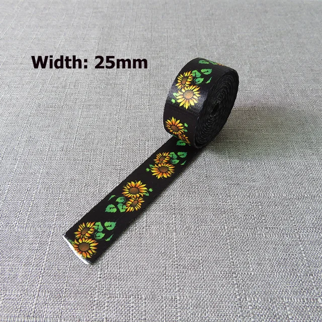 5Yards Width 25mm 38mm Webbing Yoga Belt Tape Strap Rope Dog Pet Collar Leash Harness Backpack Bag Garment Ribbons DIY Accessory Sunflower 25mm