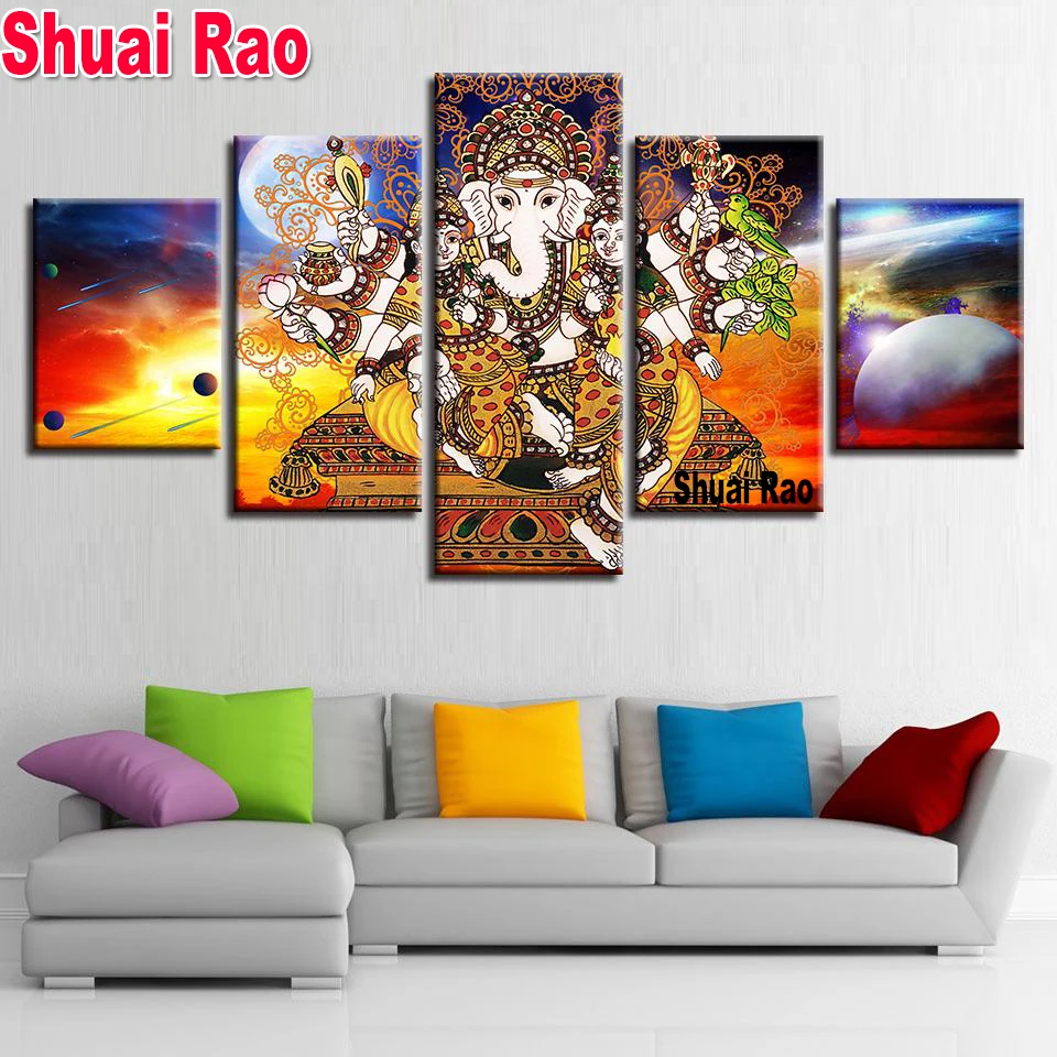 5 Piece Ganesha Religion Deuses Hindus Diy Diamond Painting Cross Stitch Kits Square Drill Mosaic Full Embroidery Multi Panel | Дом и сад