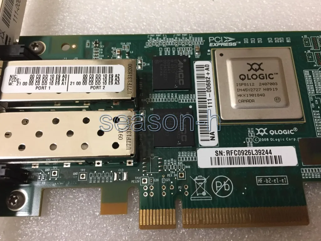 NetApp 111-00682 QLE8152-T-NAP X1927A-R6 10GBase-X-PCI-E-x8 2-Port Ethernet Card