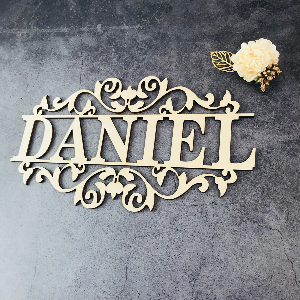Personaliseerde Monogram Wall Wooden name sign,Custom name Familie name Hout Teken Familie Geschenken,Bride&groom Decor Supplies (3)