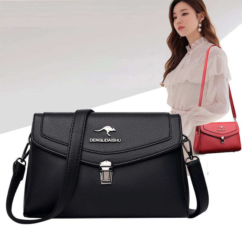 Luxury Leather Crossbody Bag Handbag Women Shoulder Bag Messenger Top-handle Bags Designer Brand Plaid Female Ladies Totes
