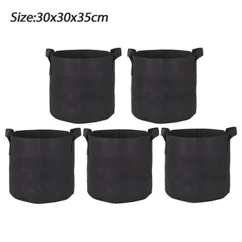 

5pcs/set Grow Bag With Handles Planting Container Heavy Duty Thickened Carrying Balcony Plant Pot Drainage Reusable Polyester