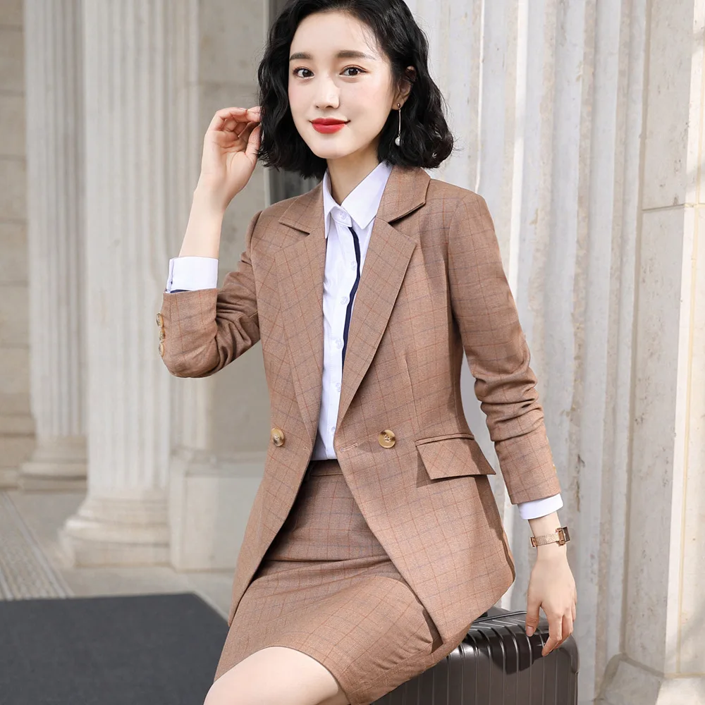 90% OFF Womens Suits Set 2 pieces Fashion Double Buckle Suit Professional OL Professional Suit Woman Pants Suits Elegant 8019918