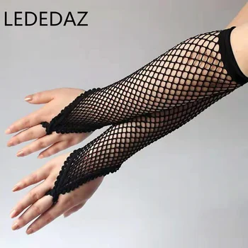 

Sexy 1 Pair Women's Elastic Mesh Fishnet Gloves Fingerless Nylon Gloves Fashion Black White Red Dance Party Gothic Gloves