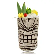 Tiki кружки, кружка для коктейлей, пива, напитков, кружка для вина, керамическая бамбуковая кружка с листьями, Tiki кружка, 450 мл, инструмент для бара