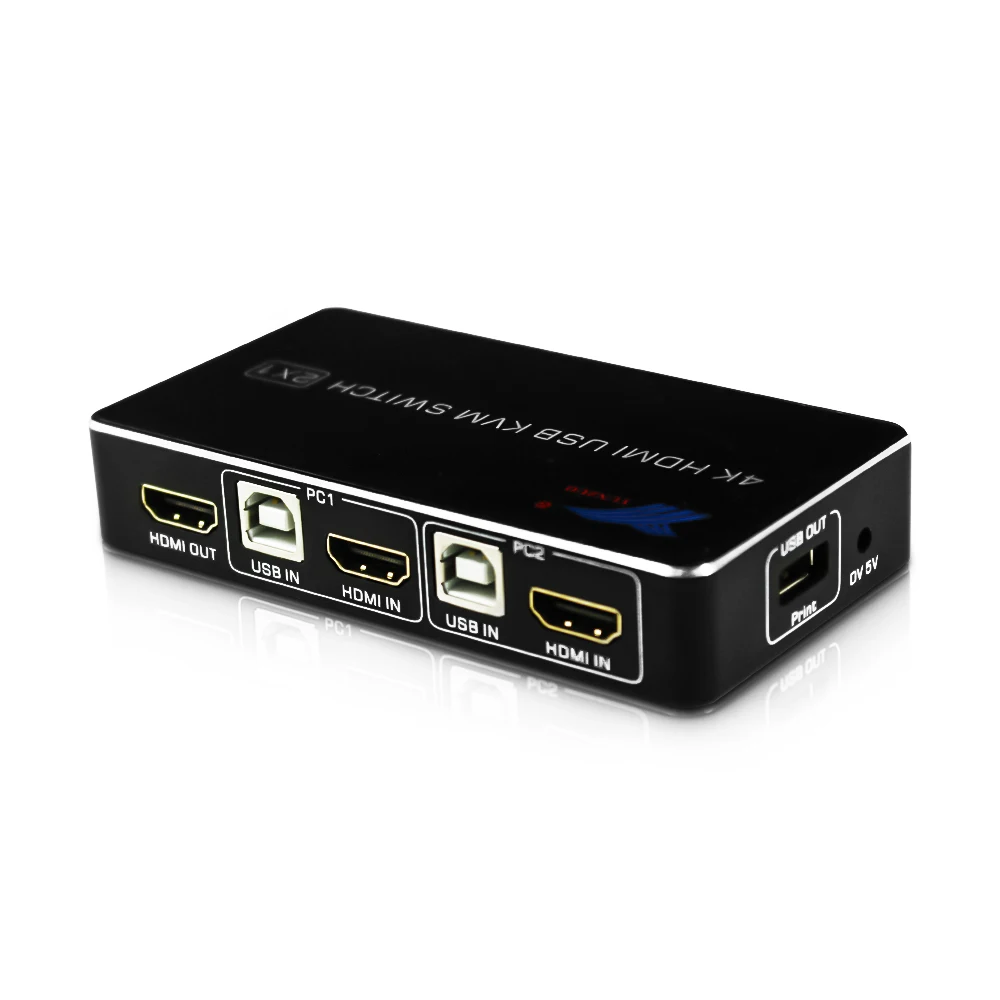 

4kx2k 60HZ 2.0 HDMI KVM Switch 2 Port 2 In 1 Out USB Printer Sharing Free Drive Mouse & Keyboard Display