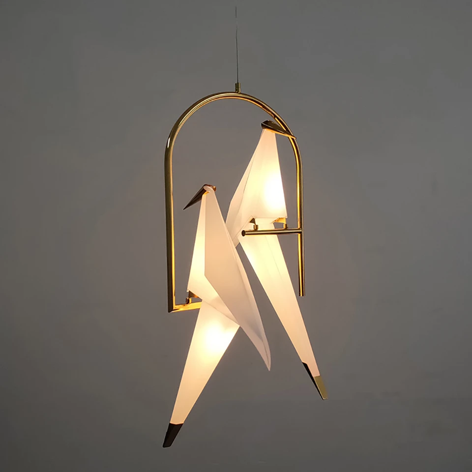 Скандинавский светодиодный подвесной светильник с птицами, Журавлик оригами, Подвесная лампа для спальни, гостиной, столовой, внутреннего декора, кухонных приборов