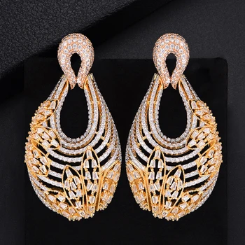 

DUBAI Design Shiny Cubic Zirconia Paved Naija Trendy Romantic Pendant Earring Women Drop Earrings boucle d'oreille femme 2020