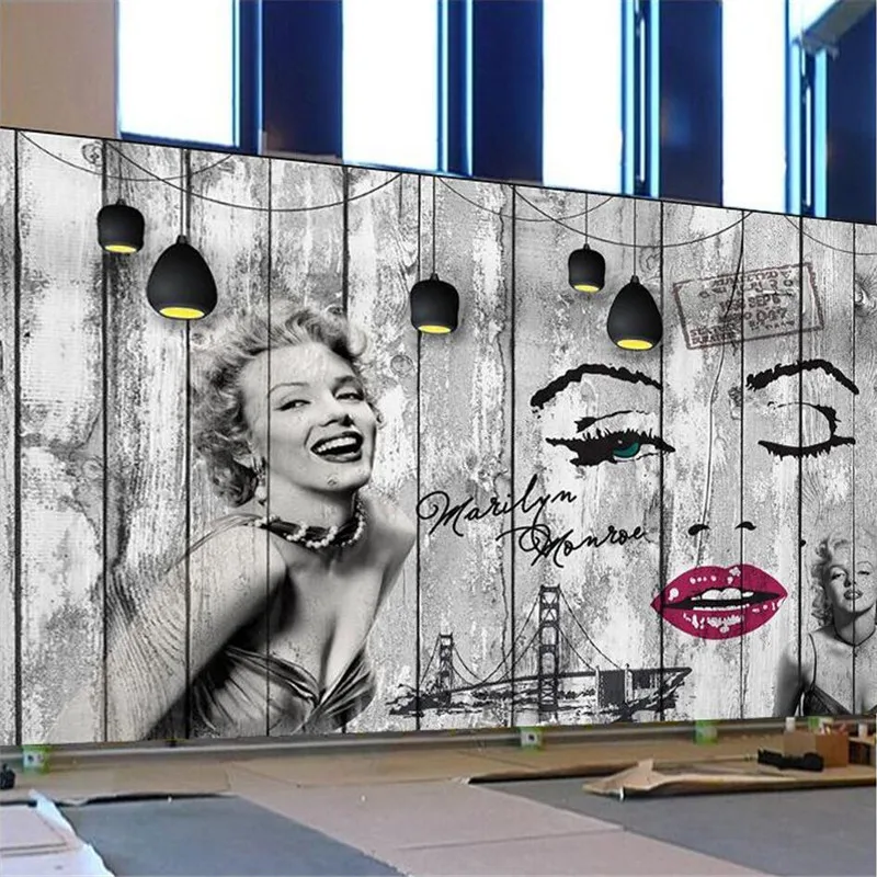 Retro Marilyn Monroe Wall Paper 3d Cafe Restaurant Bar Industrial Decoration Background Mural Wallpaper Papel De Parede 3d Wallpapers Aliexpress Retro Marilyn Monroe Wall Paper 3d Cafe Restaurant Bar Industrial Decoration Background Mural Wallpaper Papel De Parede 3d Wallpapers Aliexpress