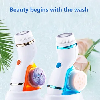 

4 In 1 Ultrasonic Facial Cleansing Brush Silicone Vibration Cleaning Device Personal Skin Care Brush Face Scrubber Machine