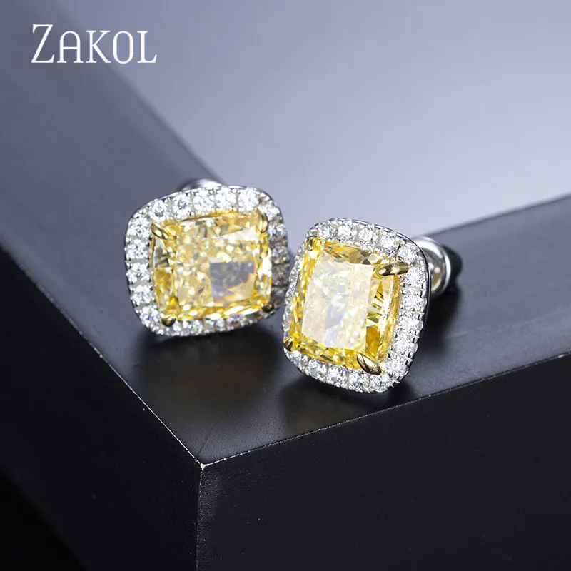 Горячая Распродажа прозрачные круглые серьги гвоздики ZAKOL с кубическим