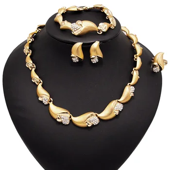 

Yulaili New Arrivals African Jewelry Sets Elegant Crystal Necklace Earrings Bracelet Ring For Women Wedding Party Jewellery