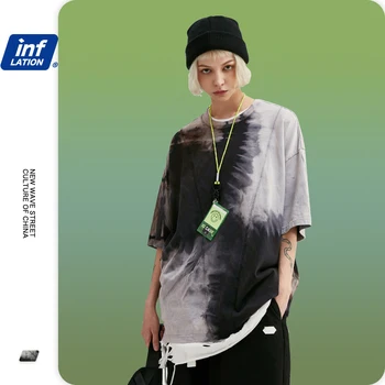 

INFLATION Men Tie Dye Summmer Tshirt Color Block Mens T shirts Fashion 2020 Trending Oversized Men Tee Shirt Homme 1117S20