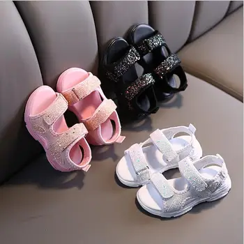 

New Fashion Sequins Color Summer Sandals Toddler Girls Shoes Children Sandals Girls Princess Soft Shoes Kids